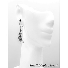 Musical - Trumpet - 18x5mm - Silver alloy charm dangle earrings. Hypoallergenic Stainless-Steel Fishhook or Ball-Post. Silver Plated Ball-Post, or Silver Tone Clip-on Earrings Optional