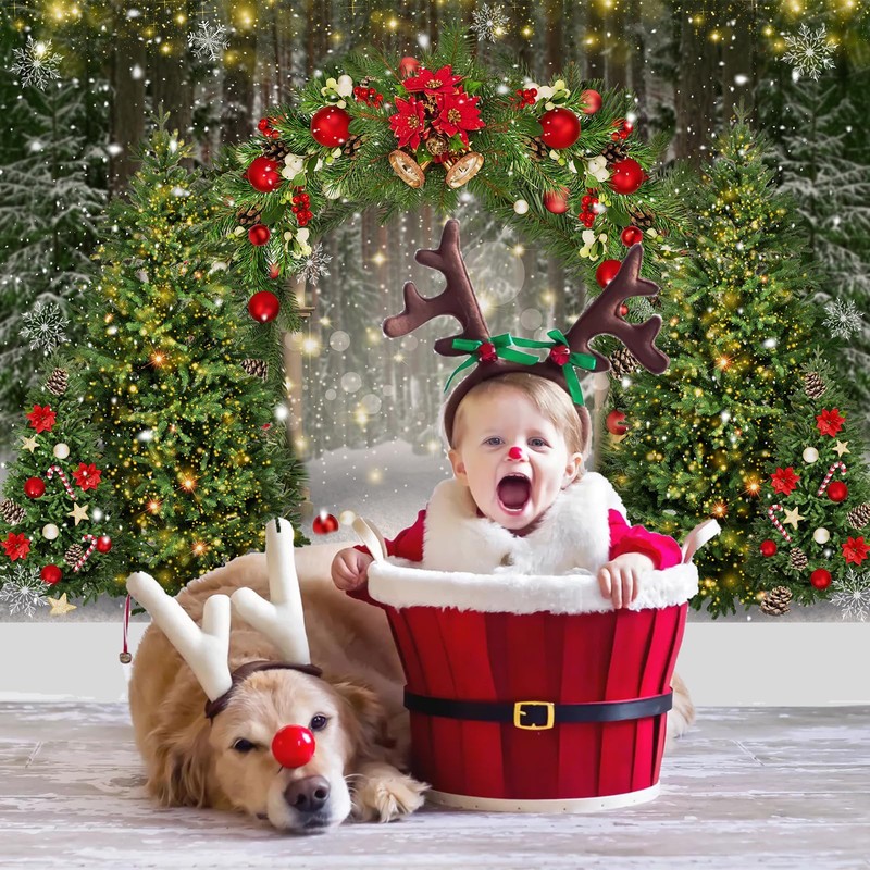 Avezano 7x5ft Christmas Forest Backdrop Winter Wonderland Backdrop Glitter Snowy