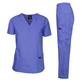 Dagacci Scrubs Medical Uniform Mens Scrub Set Medical Scrubs Top and Pants, Ceil Blue, Medium