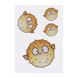 Azeeda 4 x 'Kugelfisch' Temporäre Tattoos - Wasserfest, Hautfreundlich & Ungiftig · Transfers in Verschiedenen Größen (TO00040815)