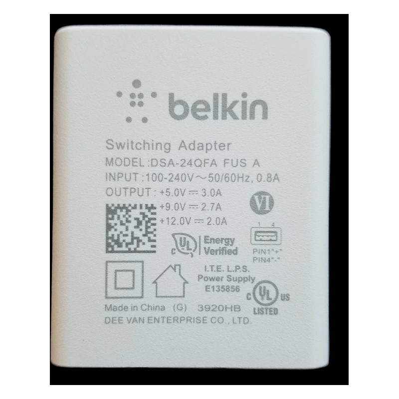 Belkin Wireless AC Adapter USB Charger DSA-24QFA FUS A 5V
