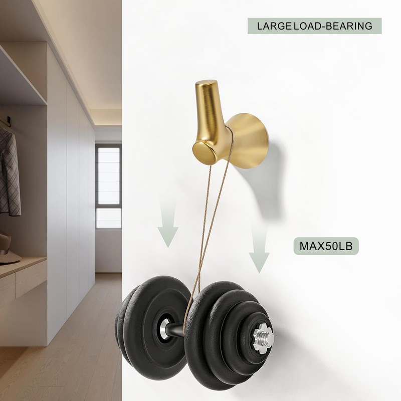 5 Pack Towel Hooks Champagne Bronze Coat Hooks, Zinc Alloy