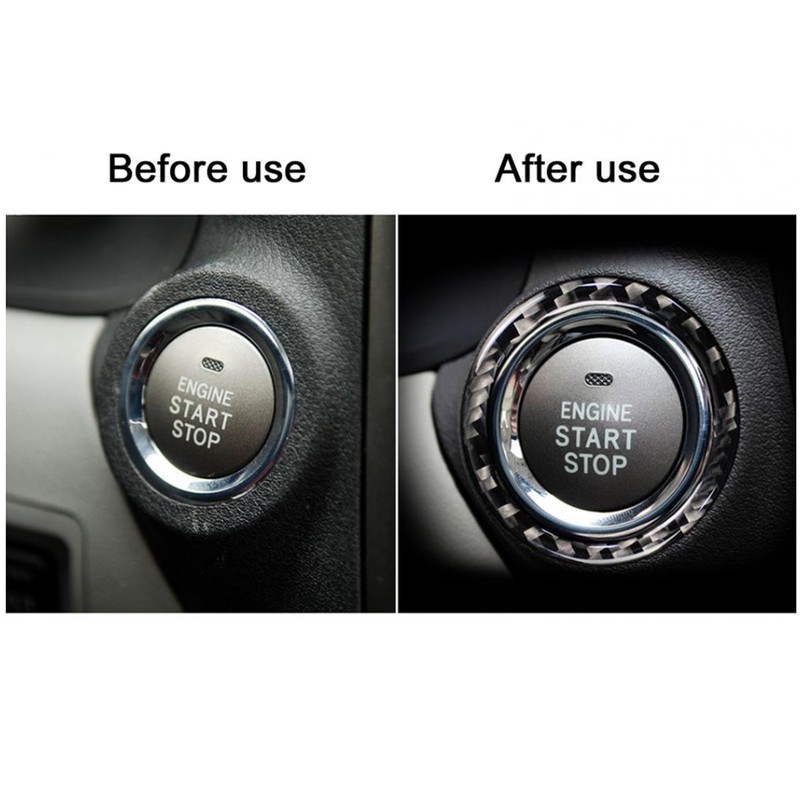Start Button Ring Cover Carbon Fiber Start Stop Decor Sticker