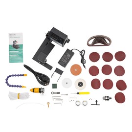 AGULIUM Mini Belt Sander, Speed Adjustable 350W Electric Bench Sanders, 15 Degree Belt Grinder for Water/Dry Grinding, Bench Grinder Polishing Sanding Machine for Wood Metal Working, 0-8500RPM