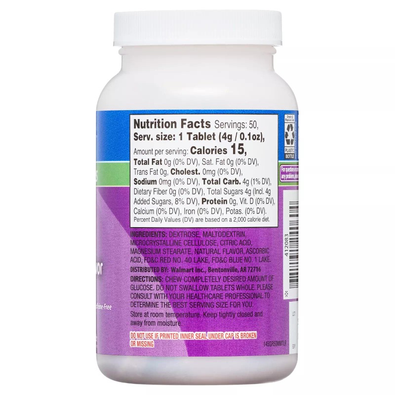 Relion Glucose Tablets, Natural Grape Flavor, 50 Count (2 packs)