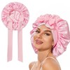 Adjustable Satin Sleep Bonnet with Elastic Band for Women, Silk