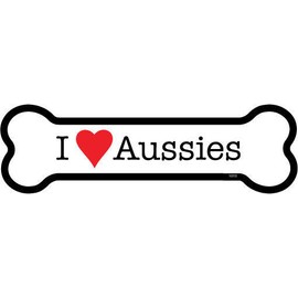 I Heart (Love) Aussies Dog Bone Car Fridge Magnet  2"x7" USA Made Waterproof