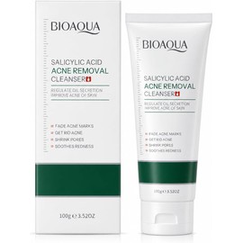BIOAQUA Limpiador Facial con Ácido Salicílico, 100 g, para Acné y Poros, Piel Grasa y Mixta