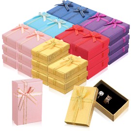 Kenning 48 Pcs Gifts Box Set Empty Jewelry Gift Boxes Bowknot Small Gift Boxes with Lids Cardboard Jewelry Boxes for Christmas Rings Necklaces Earrings Packaging, Assorted Colors, 2 x 3.1 x 1.1 Inch