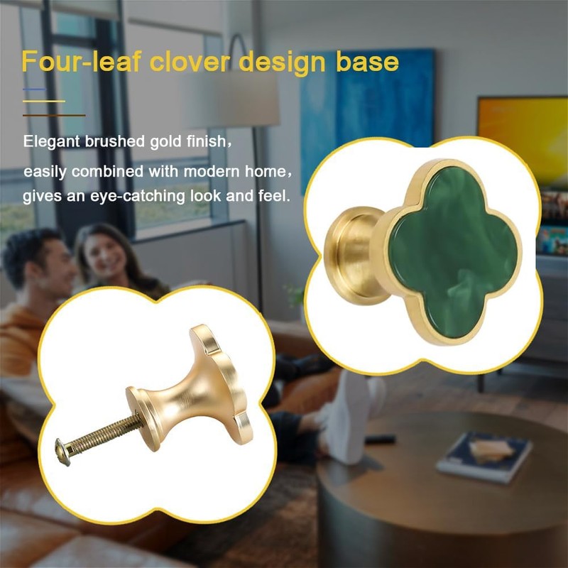 Xinghonyac 8 Pcs Clover Four-Leaf Cabinet Knobs, Cabinet Drawer Pulls