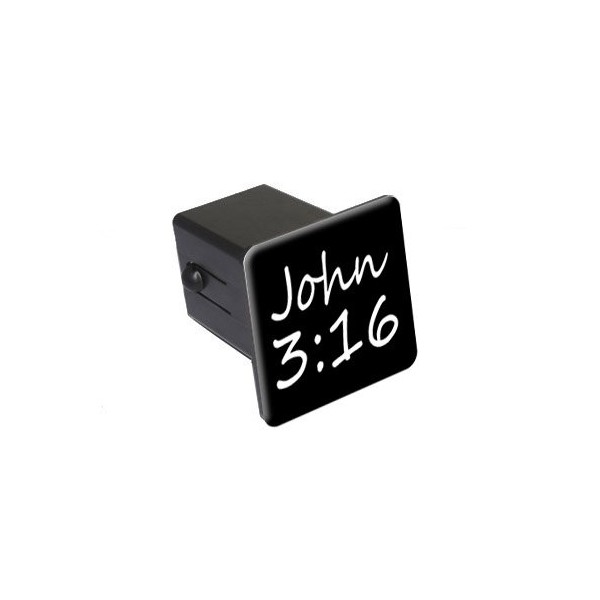 John 3-16 - Christian Bible Verse Tow Trailer Hitch Cover Plug Insert 2"