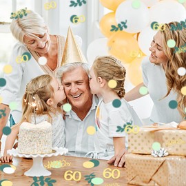 60th Birthday Decoration - Pack of 200 Table Decoration 60th Birthday Women Men Confetti Happy Birthday Gold & Green