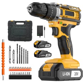 20V Power Tool Combo Kit: Hammer Drill & Impact Driver, 3/8 Keyless Chuck, Battery-Powered, OEM Availablevoltage: 20 V, color: Green