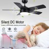 YUHAO 44 inch Black Ceiling Fan with Lights and Remote
