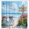 ZFMRZF Beach Bicycle Seagull Shower Curtain 70x70 Inch