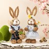 com-four® 2 x Handmade Straw Easter Bunny - Decorative Easter