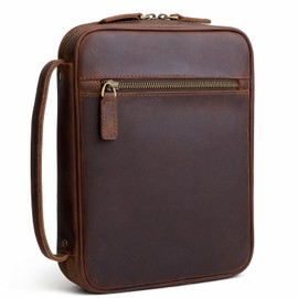 WSJSKMWQ Full Grain Leather Bible Cover, Large Bible Case for Men and Women