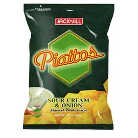 Jack'n Jill Piattos Potato Crisps - Potato Chip Snacks with Sour Cream & Onion Flavor, 3 Oz (85g), 2 Pack