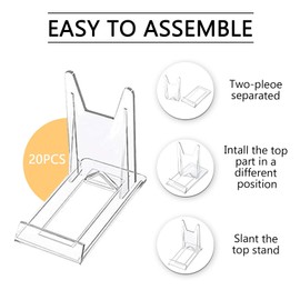 Tefola 20 piezas de Acrílico Transparente para Expositores Adecuaco para Decoración Organizadora, Cifras, Reto, Medallas, Joyas, Objetos