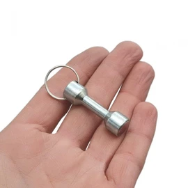 Magnetic Key Ring - Neodymium Magnet - Steel Casing, Silver, Diameter 12 x 40 mm