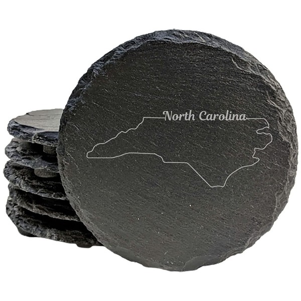 Rustic Slate Coasters Set of 4, Round 4" with North