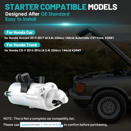Farrme 10914N Starter Motor Fit for Honda Accord 2013-2017, for Honda CR-V CRV 2015-2016 L4 2.4L Automotive Replacement Starter#10914, 31200-5A2-A51, 31200-5A2-A52, SM740-09, SM74027 Engine Starters