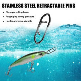 Darlingao 50 Pcs Speed Clips for Fishing Lures, Fishing Speed Clips, Fishing Snaps Saltwater, Freshwater Stainless Steel, Fishing Quick Clips, Fishing Clips Quick Change, Large Size