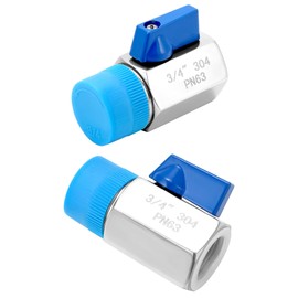QWORK Mini Ball Valve, 4 Pack 3/4" Female & Male Thread Stainless Steel Valves for Reliable Shut-Off Valve