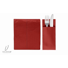 VelaHub Soft Point 50 Cutlery Napkins, High-Quality Disposable Napkins, 32 x 38 cm, Burgundy