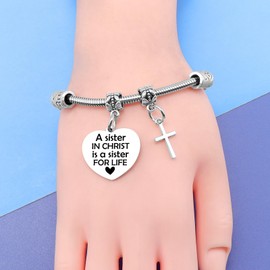 Christian Bracelet for Sister Birthday Gift from Brother Stainless Steel Bracelet Christian Religious Gift for Sister Bracelets Inspirational Encouragement Gifts for Women Christmas Birthday Gifts