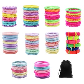 1 Set of 100 Colourful Hair Bobbles for Girls with 1 Velvet Bag, Elastic Hair Rope, Mini Head Hair Accessories, Children's Ties, Decorative Headband Set