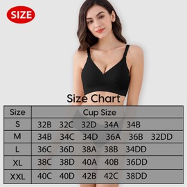 Vinfact 3 Pack Nursing Bras for Breastfeeding Seamless V Neck Maternity Bra Women Pregnancy Breastfeeding Bra - L,Black/Grey/White