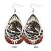 KOSUES Mexico Mexican Eagle Art Flag Faux Leather Teardrop Earrings