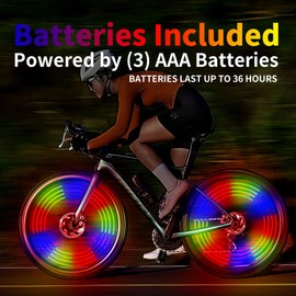 LED Bike Wheel Lights,Bike Spoke Lights with Batteries Included, 6 Lights Strips for 2 Wheels,Vibration Induction，Ultra Bright-Waterproof, Color Changing,Best Gifts for Kids Teens Boys Girls!
