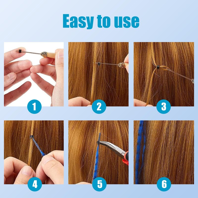 DHWEKU Micro Ring Needle Pliers, Hair Extension Pliers for Micro