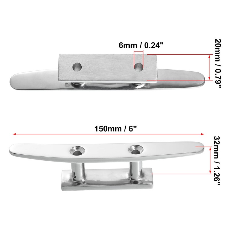 X AUTOHAUX 2pcs 6" Stainless Steel Flagpole Cleat Hook Boat