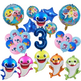 Shark Birthday Decoration, Shark Birthday Party Set, Shark Foil Balloons for Children, Balloons, Party Decoration Set, for Children, Boys, Girls, Birthday Party Decoration (3)