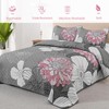Anibedding 3Pieces King Size Floral Printed Quilt Set, Pink Boho