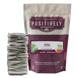 Organic Positively Botanicals Company, Tulsi Leaf Herbal Tea Bags, 100 Count, Eco-Friendly Tea Bags, Non-GMO