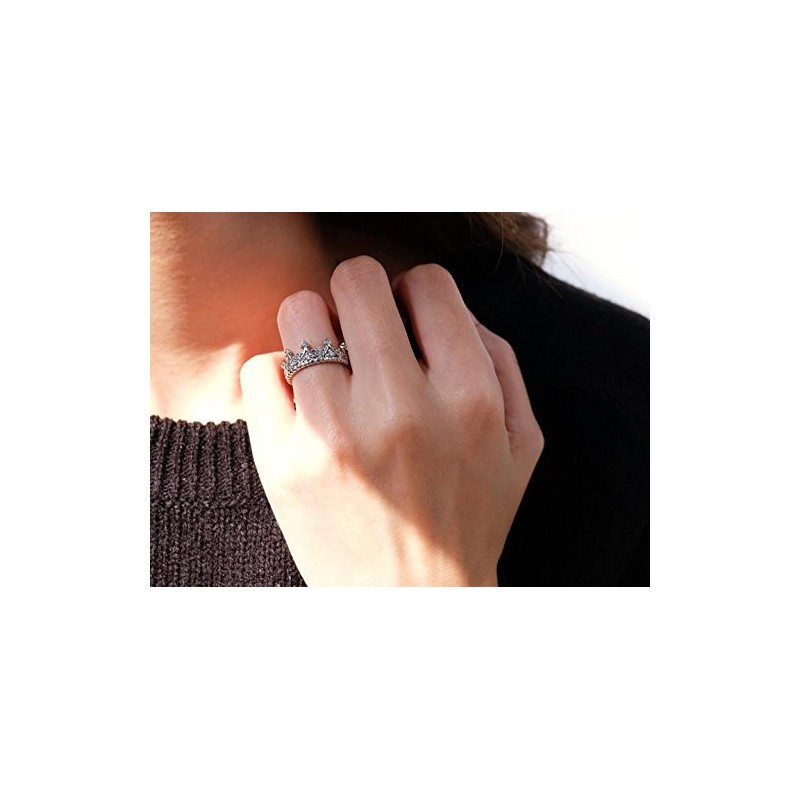 Sovats Ladies Queen Crown Ring, Sterling Silver, Cubic Zirconia