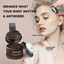 MIFELOY Root Cover Up Powder, Touch Up Hair Color for Grey, Roots Concealer for Beard Line Eyebrow, Roots Coverage Powder for Thinning Grays Hairline, Instantly Conceals Hair Loss, Dark Brown