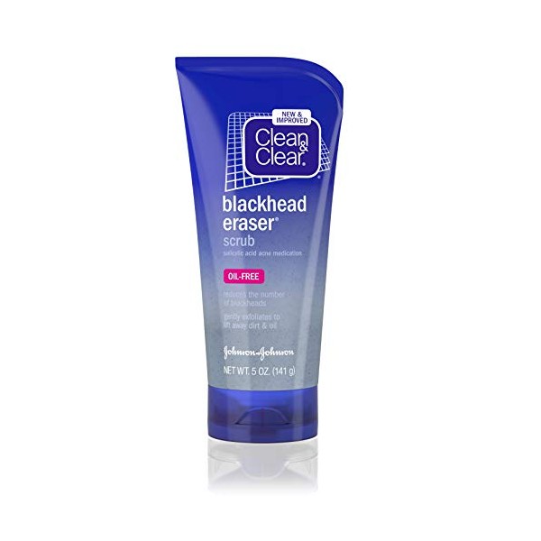 Clean & Clear Blackhead Eraser Facial Scrub with 2% Salicylic Acid Acne Medication, Oil-Free Daily Facial Scrub for Acne-Prone Skin Care, 5 oz