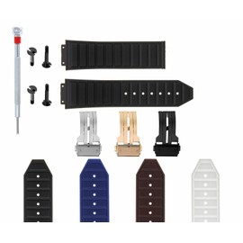 Ewatchparts 24-28mm Rubber Watch Band Strap With Clasp Compatible With H Hublot 44-48mm Big Bang Includes 4 Black Screws