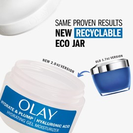 Olay Hylauronic Acid Face Mousturizer, Plump & Hydrate, Fragrance-Free - Hydrating Gel for Dry Skin Retain & Replenish Moisture, with Niacinamide, Non-Greasy, 2 Oz