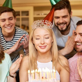 AOPRIE Elith 2020 Birthday Tiara for Women Gold Birthday Queen Headband Happy Birthday Tiara and Crown for Women Rhinestone Crystal Decor