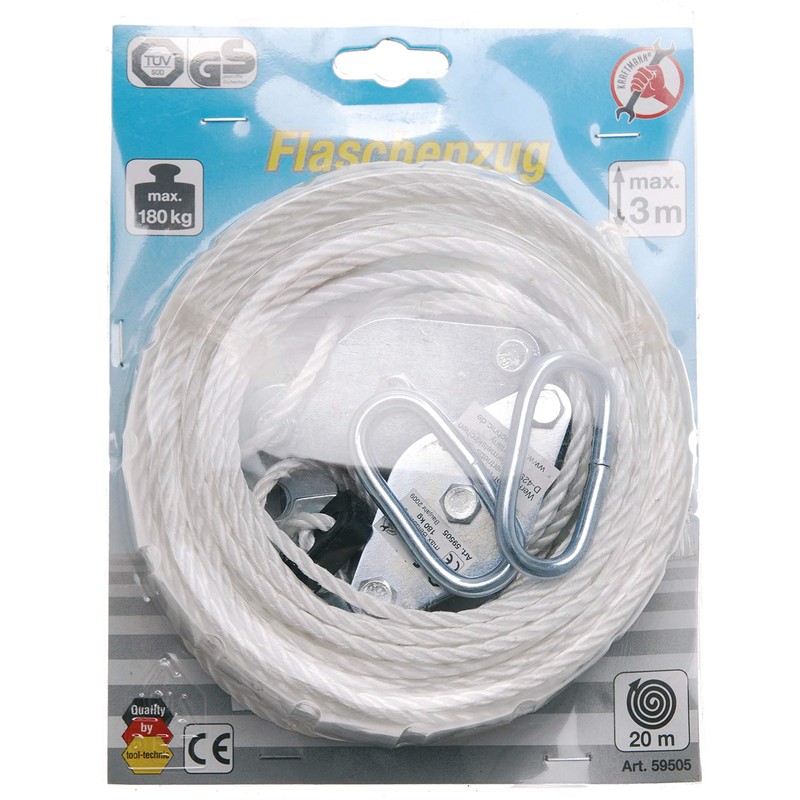 Kraftmann 59505 Pulley Block, Silver/White, 180 kg