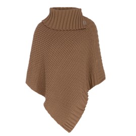 KNIT FACTORY - Nicky Knitted Poncho - Women's Knitted Poncho with Collar - With Wool - High Quality, nude