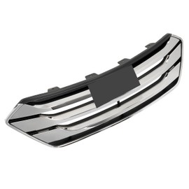 HECASA Front Upper Grille Compatible with 2013-2016 Hyundai Santa Fe Sport HY1200163 ABS Plastic Black+Silvery Painted+Chrome Replacement only