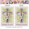 Texupday Happy Easter Religious Cross Lilies Decoration Spring Double Sided