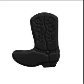 Crafty Mama Wholesale 1 pc. Black cowboy boot Silicone Focal Bead, Beadable accessories 22 x 26mm
